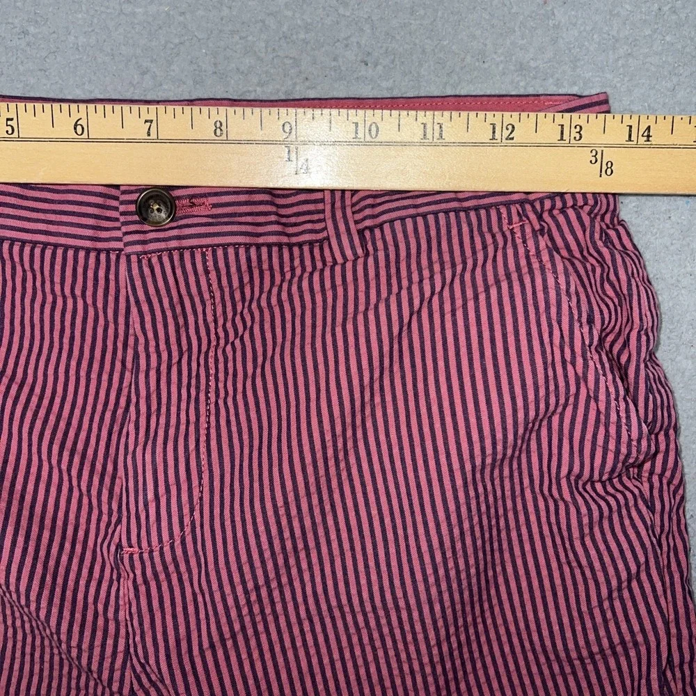 Brooks Brothers Searsucker Shorts Women's Sz 14 (27x9.5) Red Stripe Fleece Chino